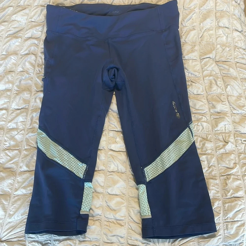 💰Sugoi capris yoga leggings royal and aqua blue with zipper pockets size large